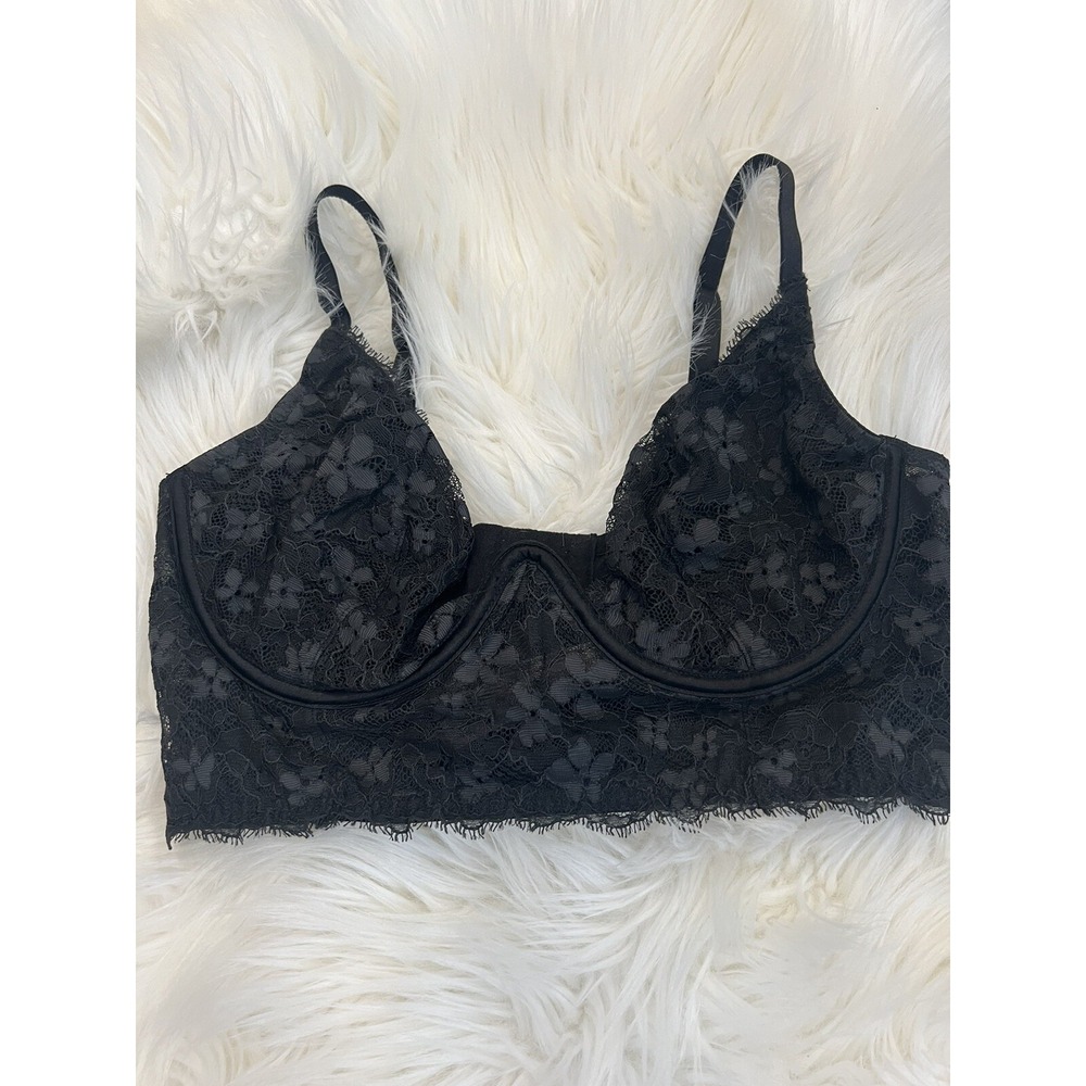Victoria's Secret Dream Angels Black Lace Unlined Corset Bra 36D